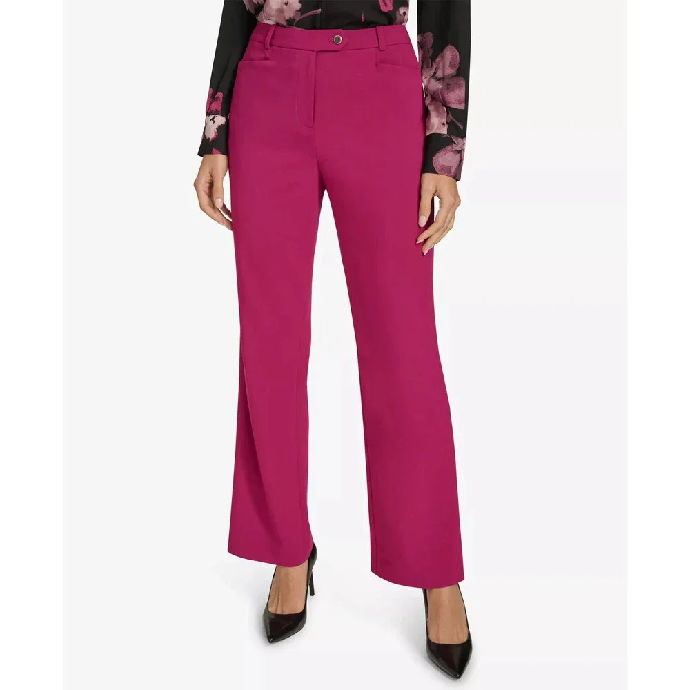Calvin Klein Petite Luxe Highline Pants Women's 12P Mulberry Hook & Bar Closure - Picture 1 of 15